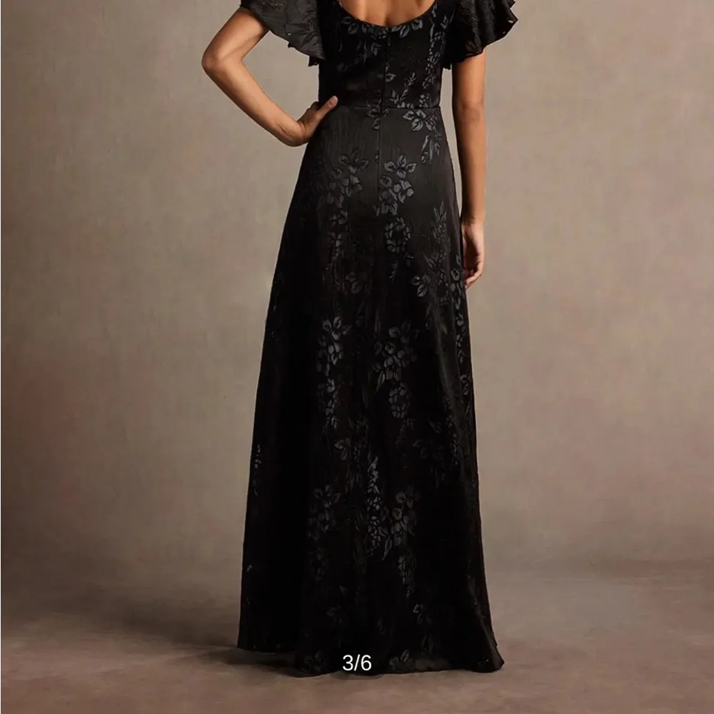 Azazie Vicky Black Burnout Slate Maxi Dress - Picture 3 of 10